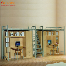 College bed with computer desk dormitory furniture adult bunk bed